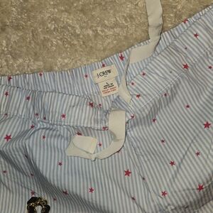 J.Crew Blue and White Striped Pajama Pants with Red Stars